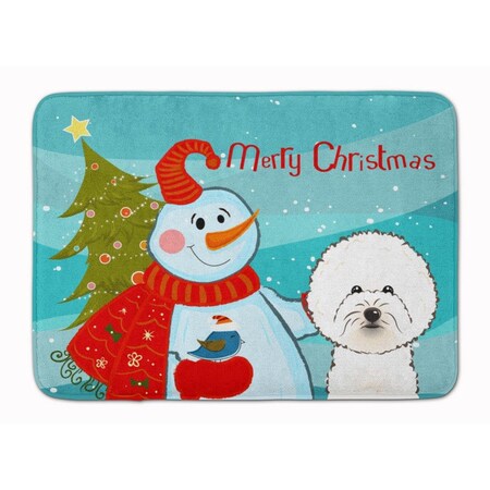 Carolines Treasures Snowman with Bichon Frise Machine Washable Memory Foam Mat BB1837RUG